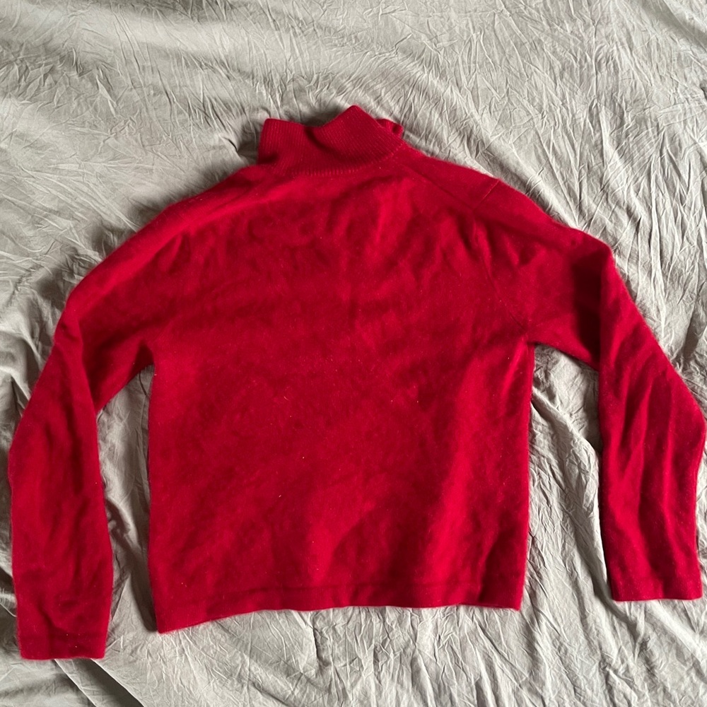 Target Unisex Bold Red Cashmere Quarter Zip Sweater - Picture 5 of 7
